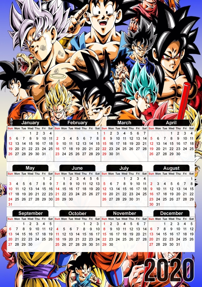  Kakarot Goku Evolution para A3 Photo Calendar 30x43cm