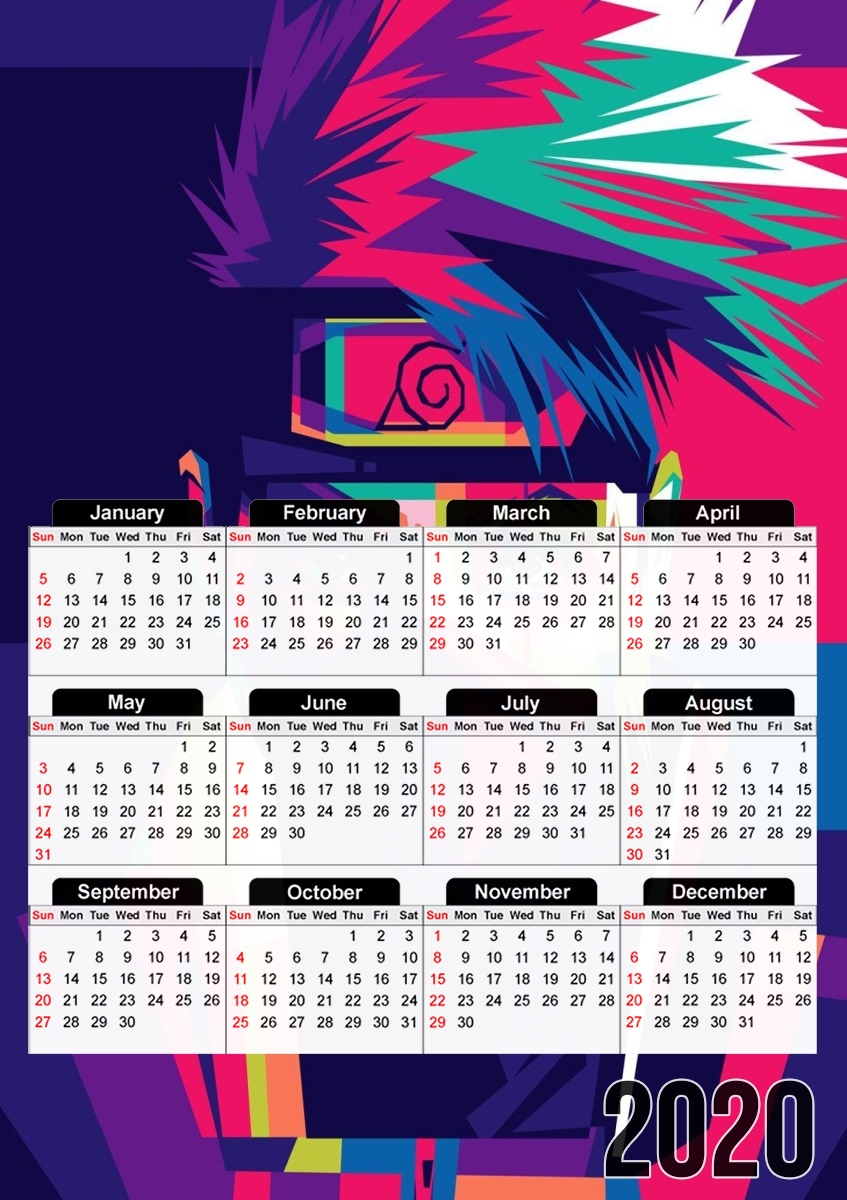  Kakashi pop art para A3 Photo Calendar 30x43cm