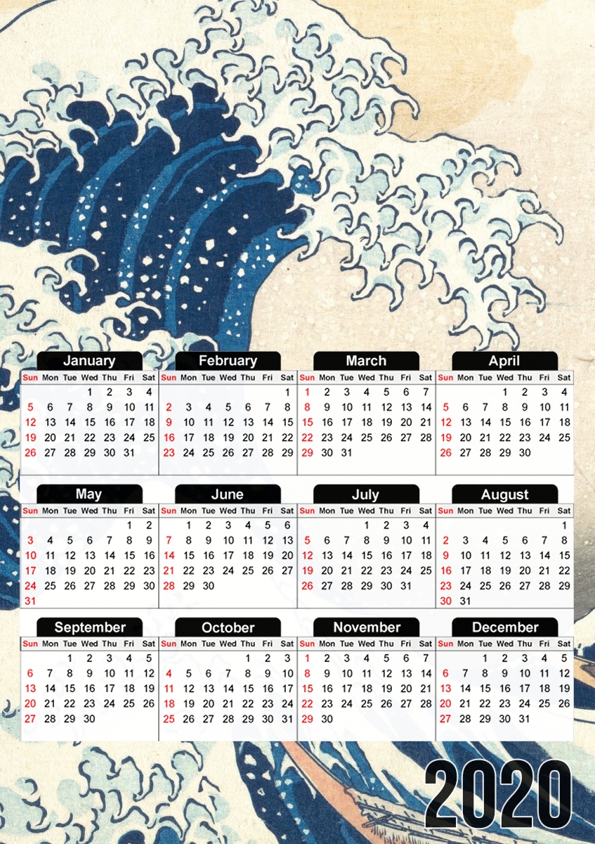  Kanagawa Wave para A3 Photo Calendar 30x43cm