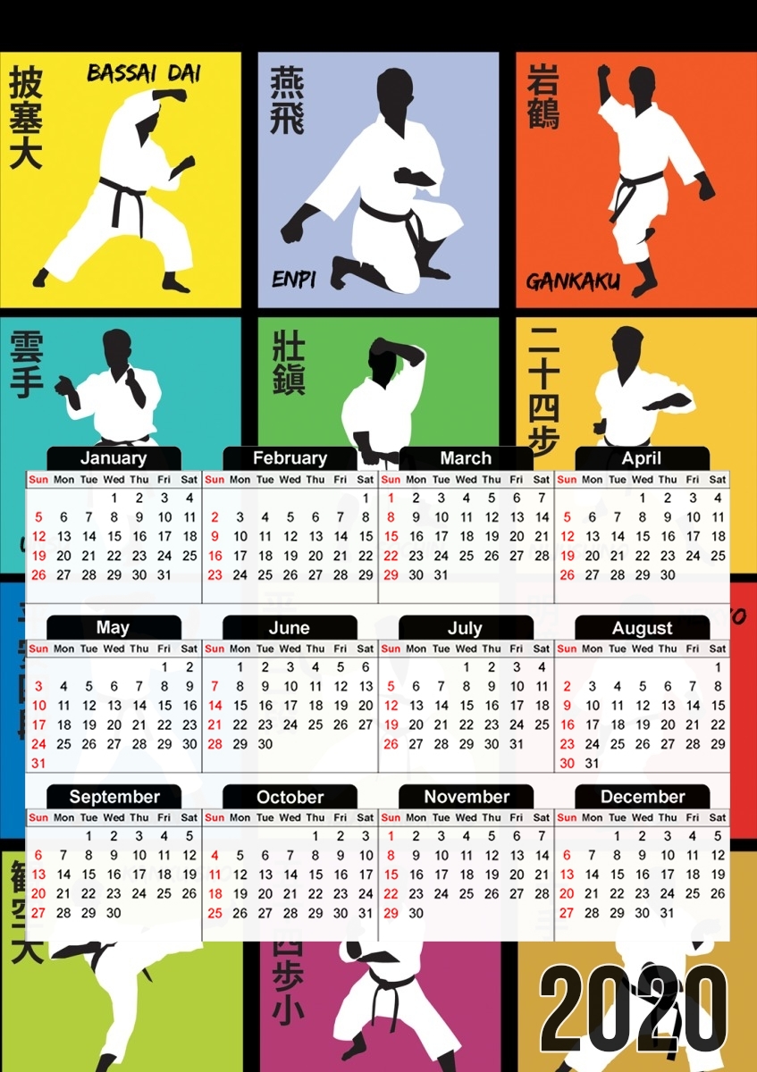  Karate techniques para A3 Photo Calendar 30x43cm