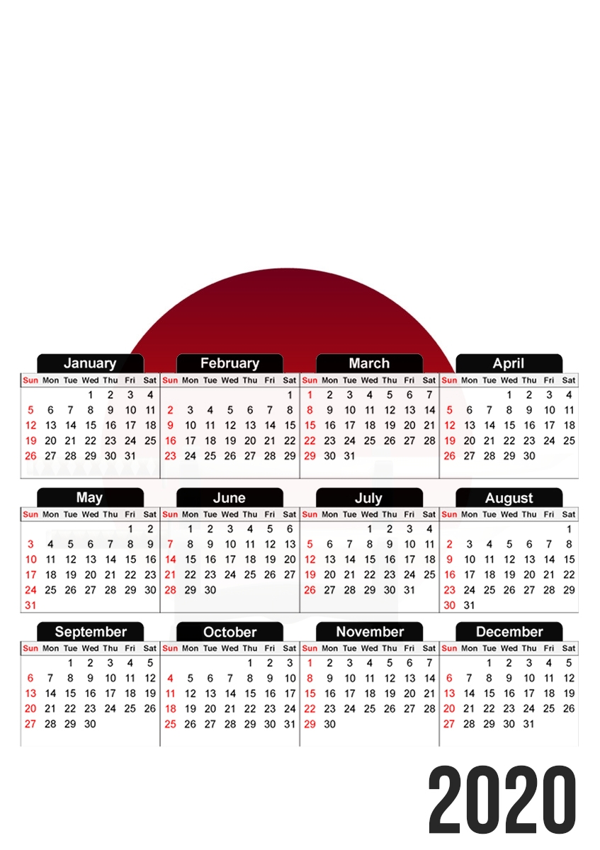  Katana Japan Traditionnal para A3 Photo Calendar 30x43cm