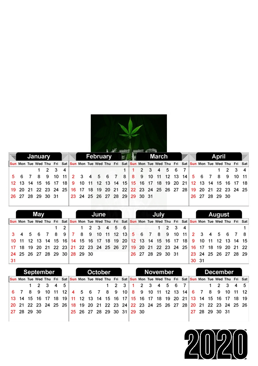  Keep Calm And Smoke Weed para A3 Photo Calendar 30x43cm