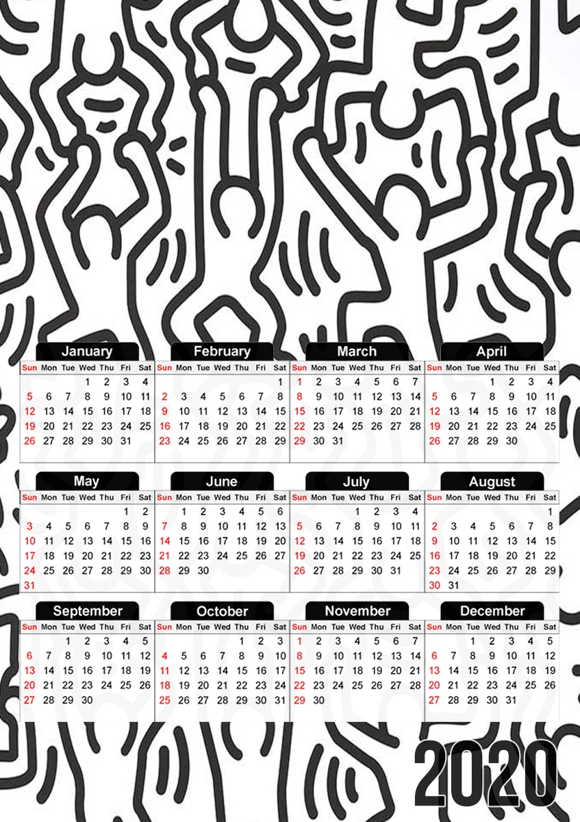  Keith haring art para A3 Photo Calendar 30x43cm