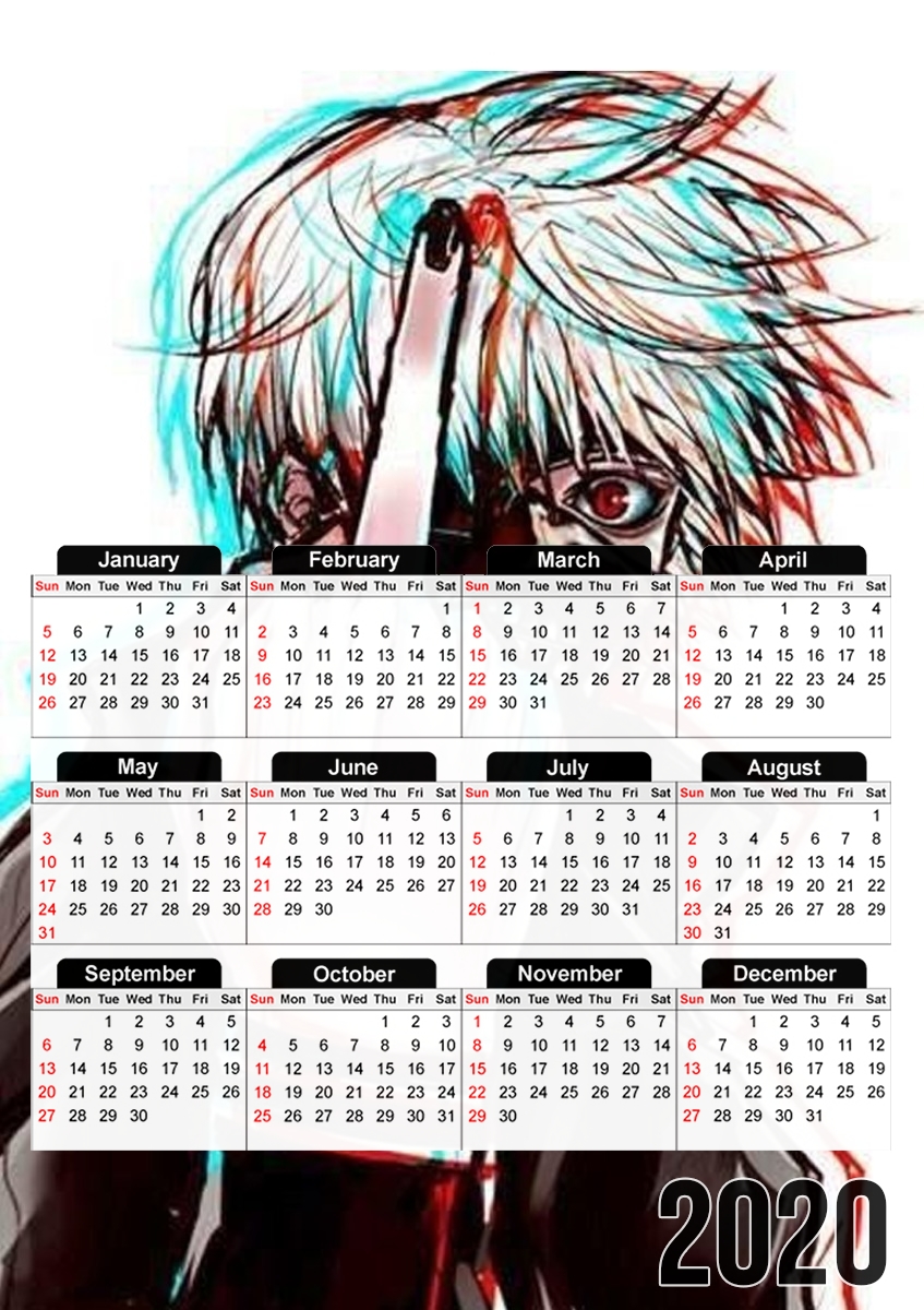  Ken Kaneki Hello Fuck para A3 Photo Calendar 30x43cm