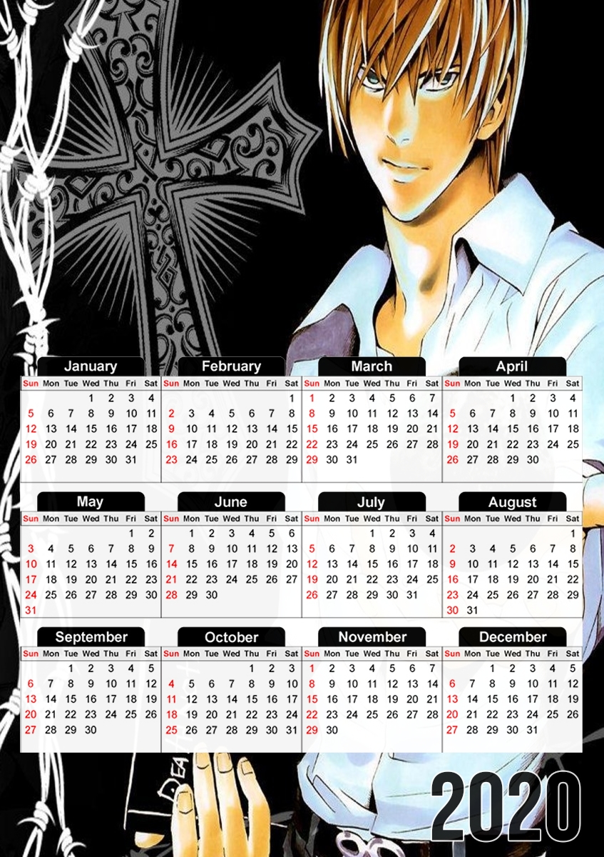  Kira Death Note para A3 Photo Calendar 30x43cm