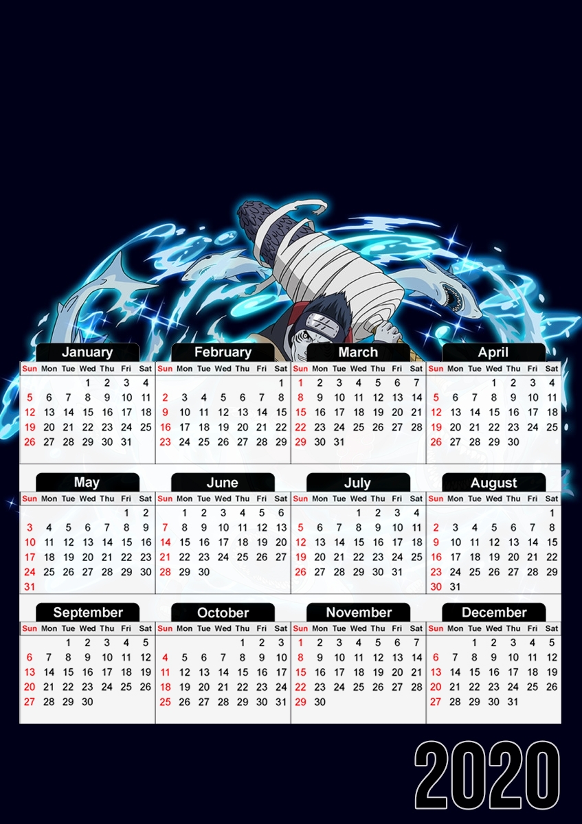  Kisame Water Sharks para A3 Photo Calendar 30x43cm