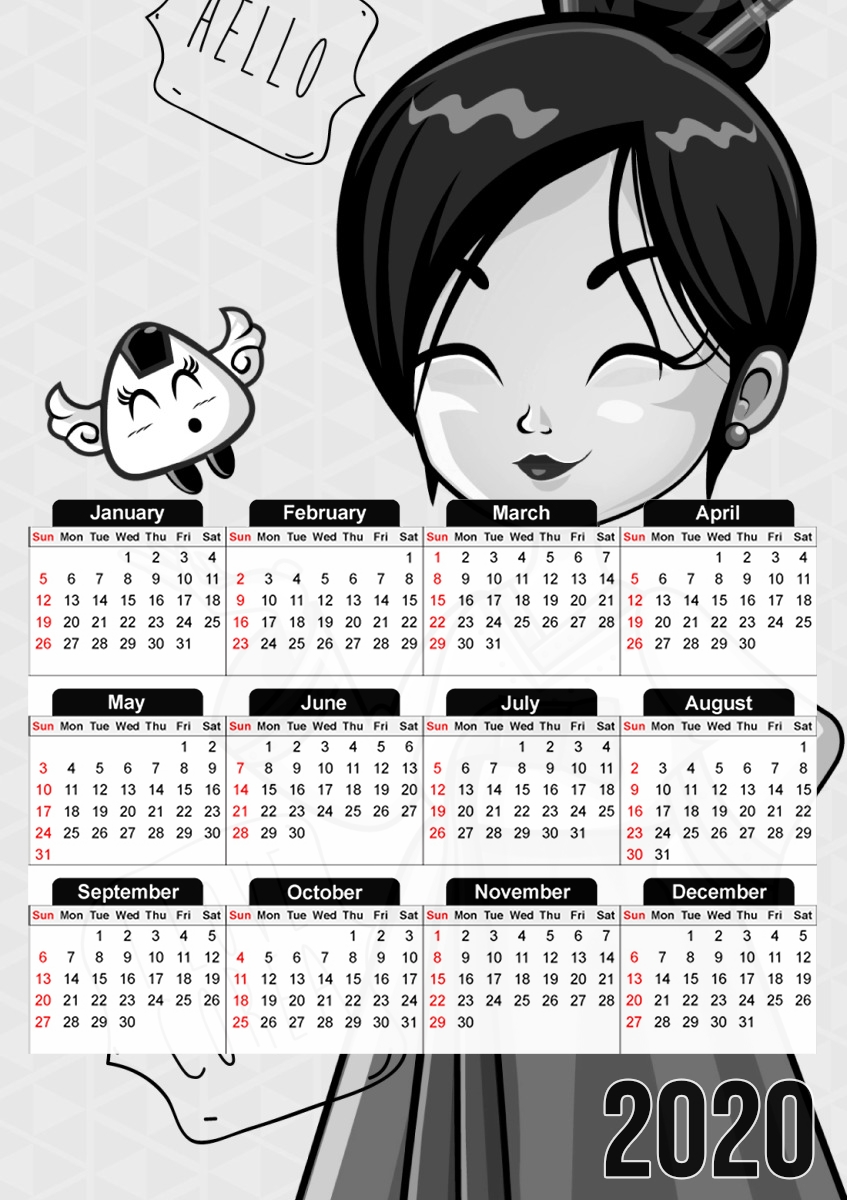  Korean girl para A3 Photo Calendar 30x43cm