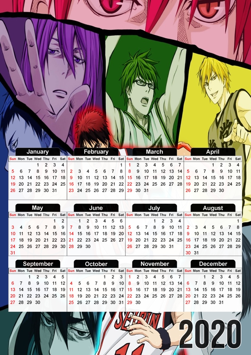  Kuroko no basket Generation of miracles para A3 Photo Calendar 30x43cm