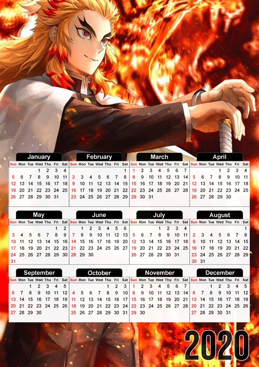  Kyojuro Rengoku para A3 Photo Calendar 30x43cm