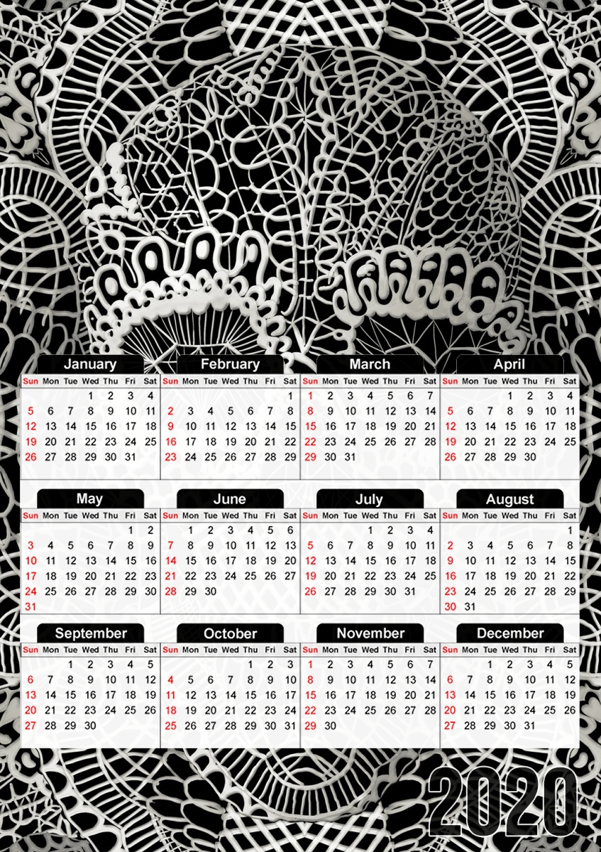  Lace Skull para A3 Photo Calendar 30x43cm