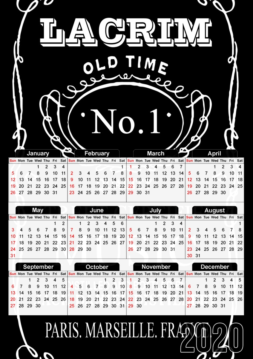  Lacrim Jack Daniels Wisky para A3 Photo Calendar 30x43cm