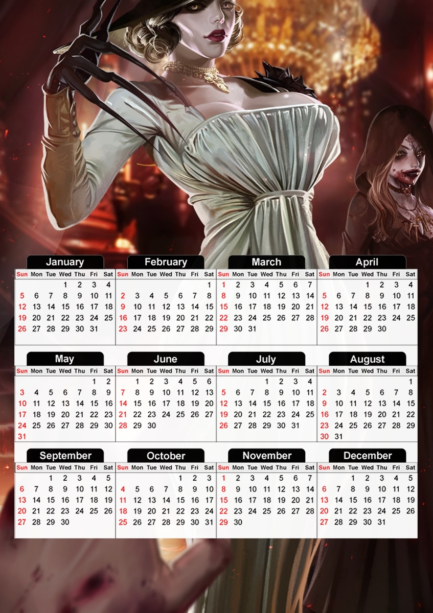  Lady Alcina Dimitrescu para A3 Photo Calendar 30x43cm