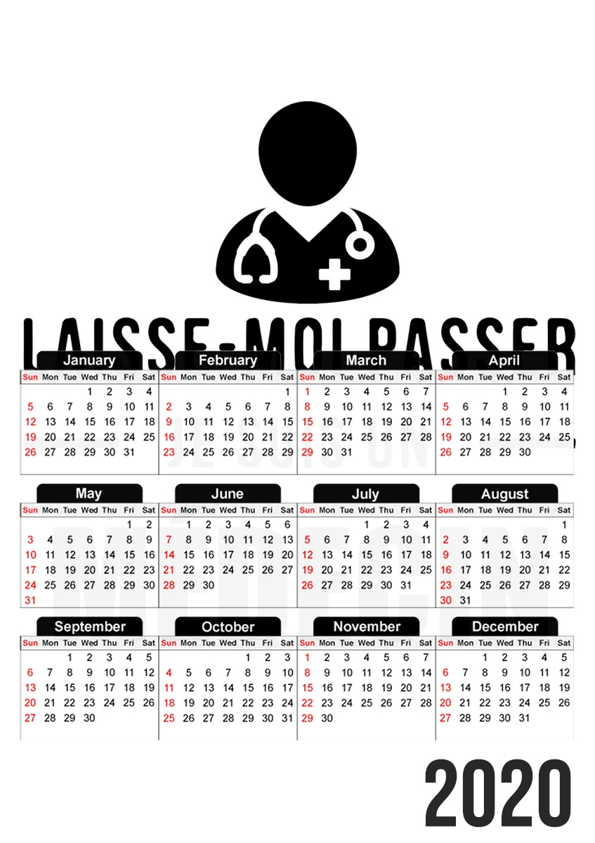  Laisse moi passer je suis medecin para A3 Photo Calendar 30x43cm