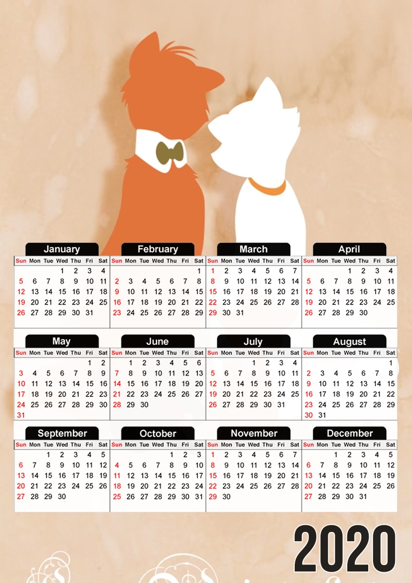  Les aristochats minimalist art para A3 Photo Calendar 30x43cm