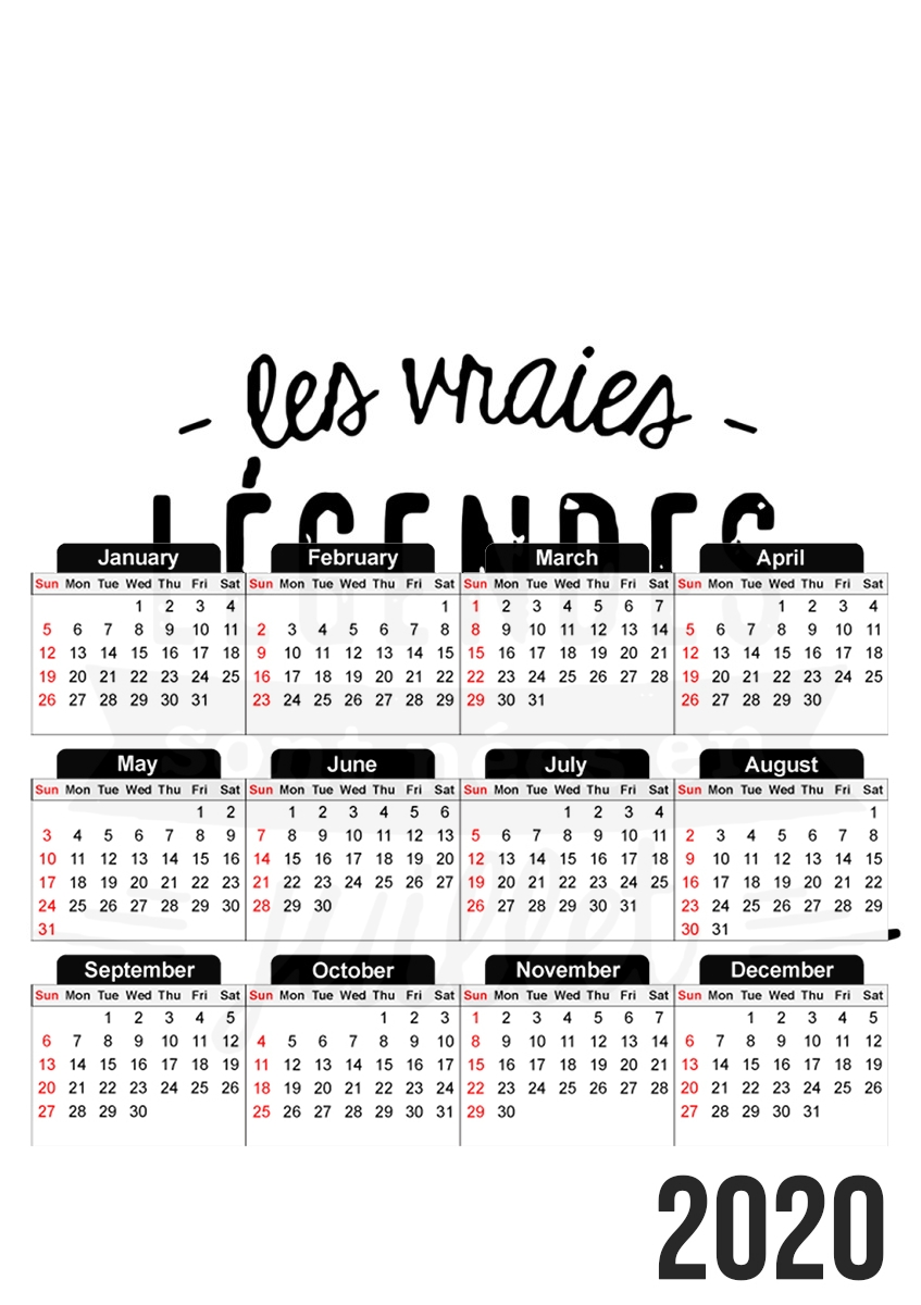  Les vraies legendes sont nees en juillet para A3 Photo Calendar 30x43cm