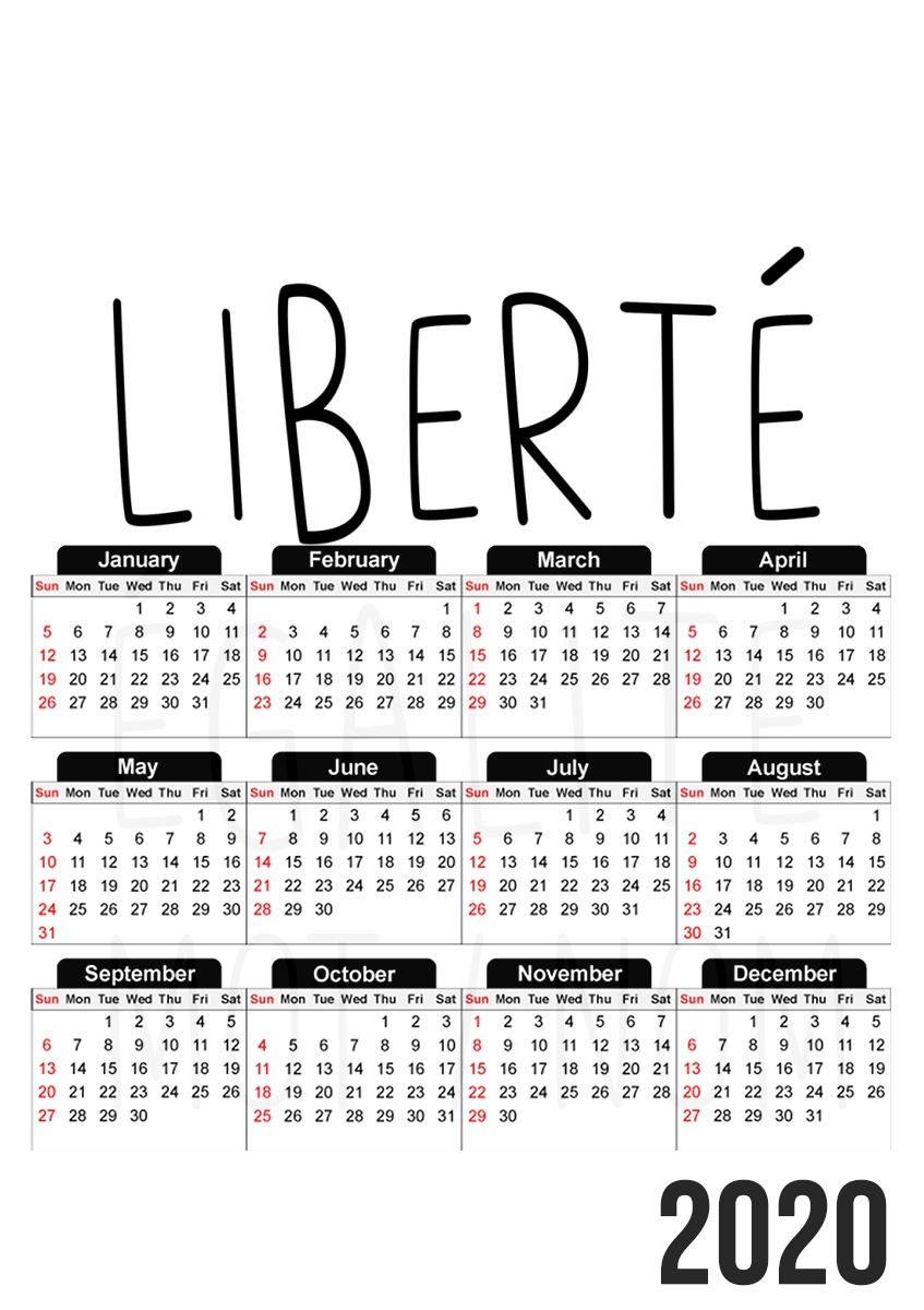  Liberte Egalite Personnalisable para A3 Photo Calendar 30x43cm