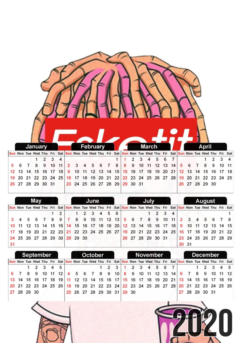  Lil Pump ESKETIT Peep Uzi Yachty XAN Supreme Xanax para A3 Photo Calendar 30x43cm