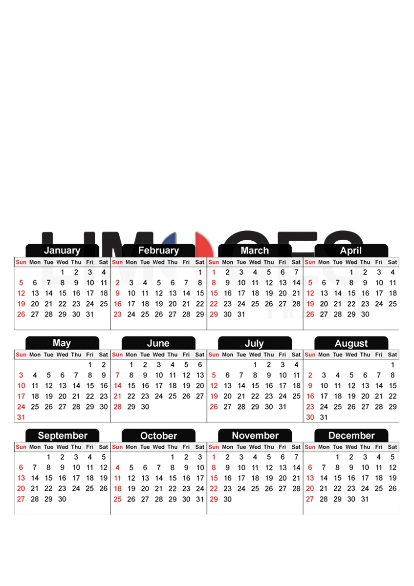  Limoges France para A3 Photo Calendar 30x43cm