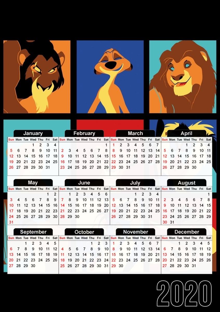  Lion pop para A3 Photo Calendar 30x43cm