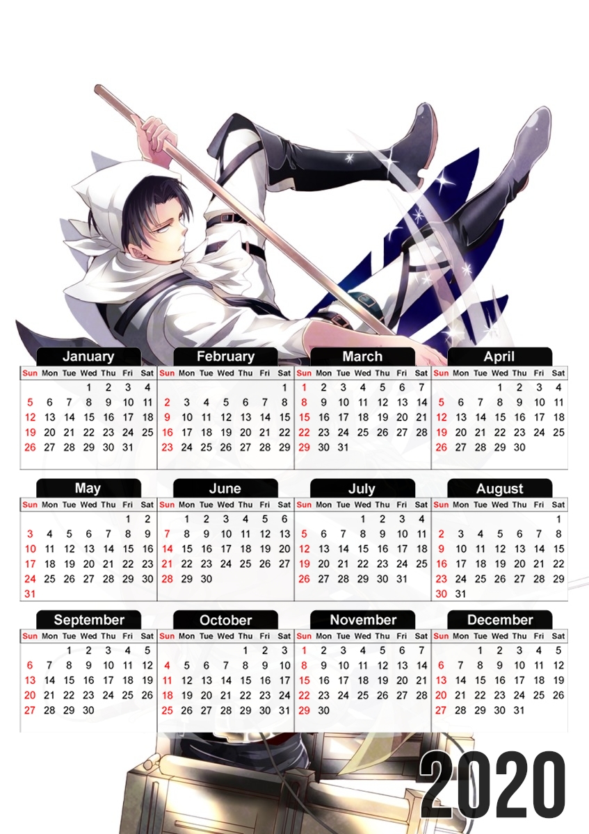  Livai Attack on Titan para A3 Photo Calendar 30x43cm