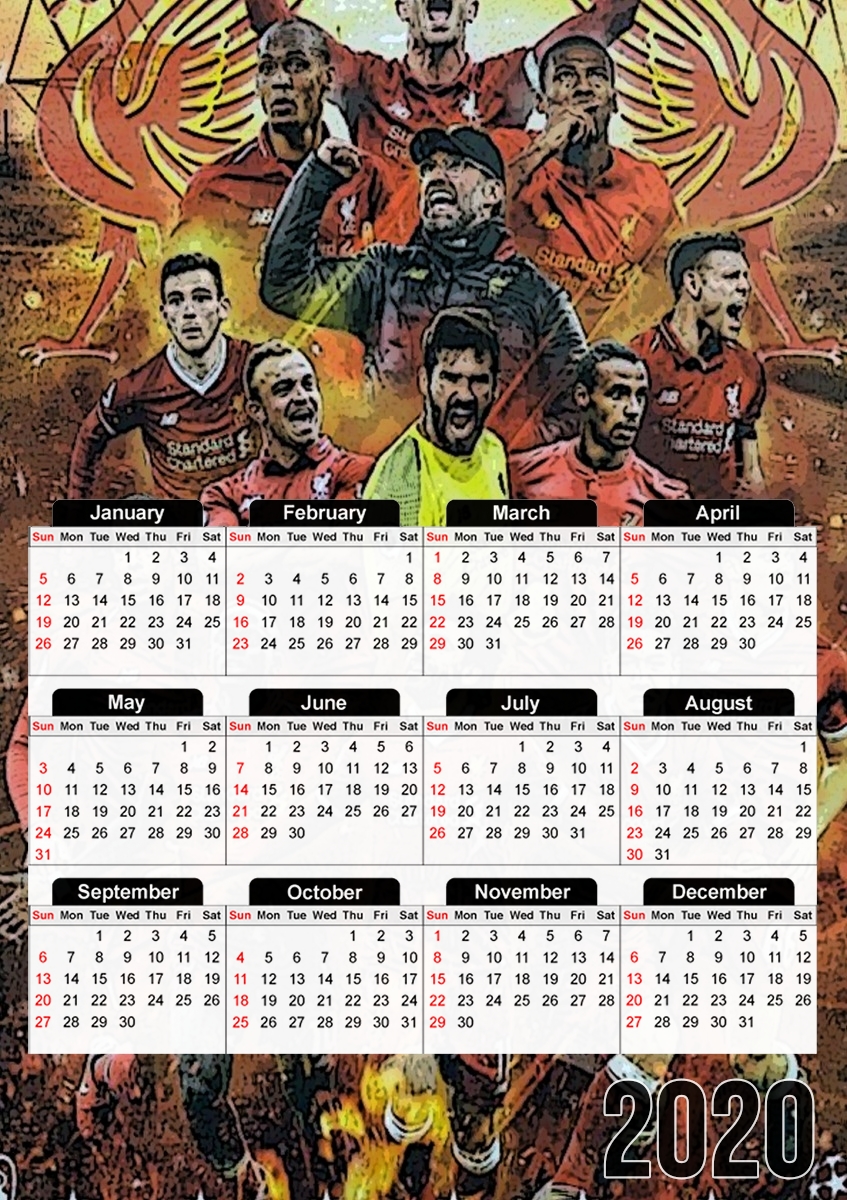  Liverpool Champion 2019 Tribute para A3 Photo Calendar 30x43cm