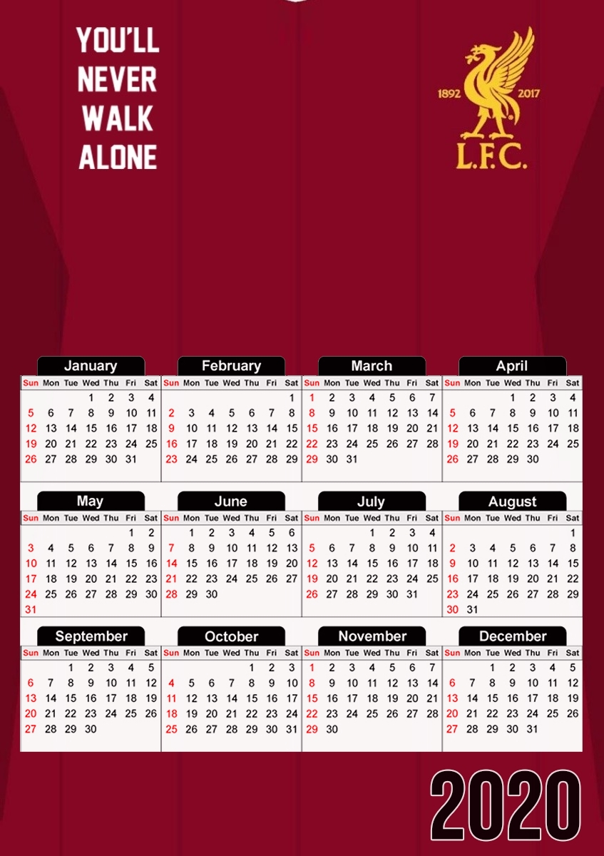  Liverpool Home 2018 para A3 Photo Calendar 30x43cm