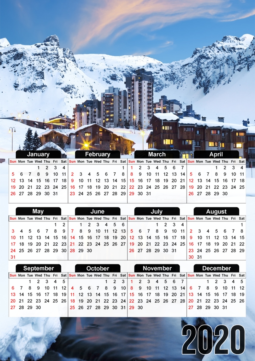  Llandscape and ski resort in french alpes tignes para A3 Photo Calendar 30x43cm