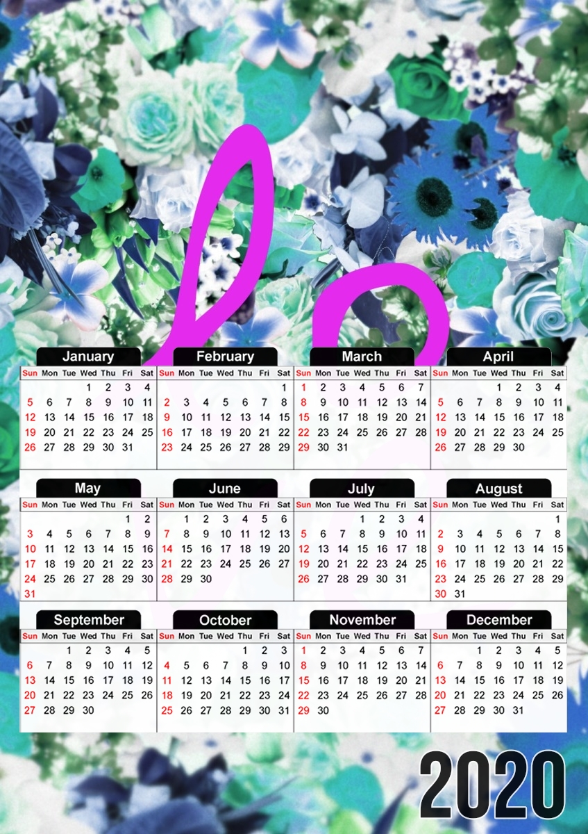  Love Floral Green para A3 Photo Calendar 30x43cm