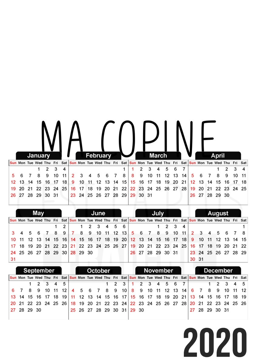  Ma copine cest la plus fraiche para A3 Photo Calendar 30x43cm