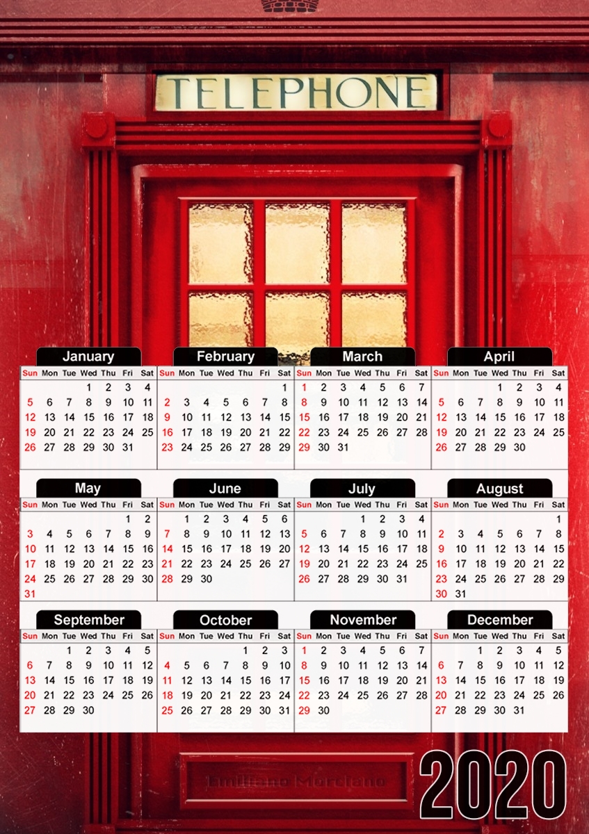  Magical Telephone Booth para A3 Photo Calendar 30x43cm