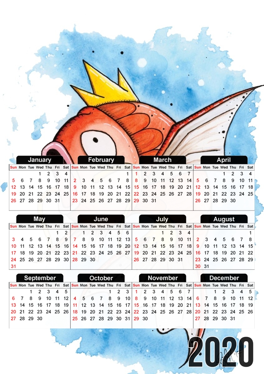  Magicarpe Pokemon Eau para A3 Photo Calendar 30x43cm