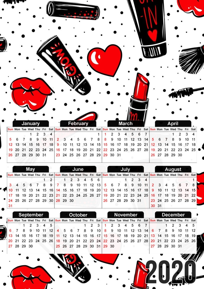  Makeup seamless pattern para A3 Photo Calendar 30x43cm