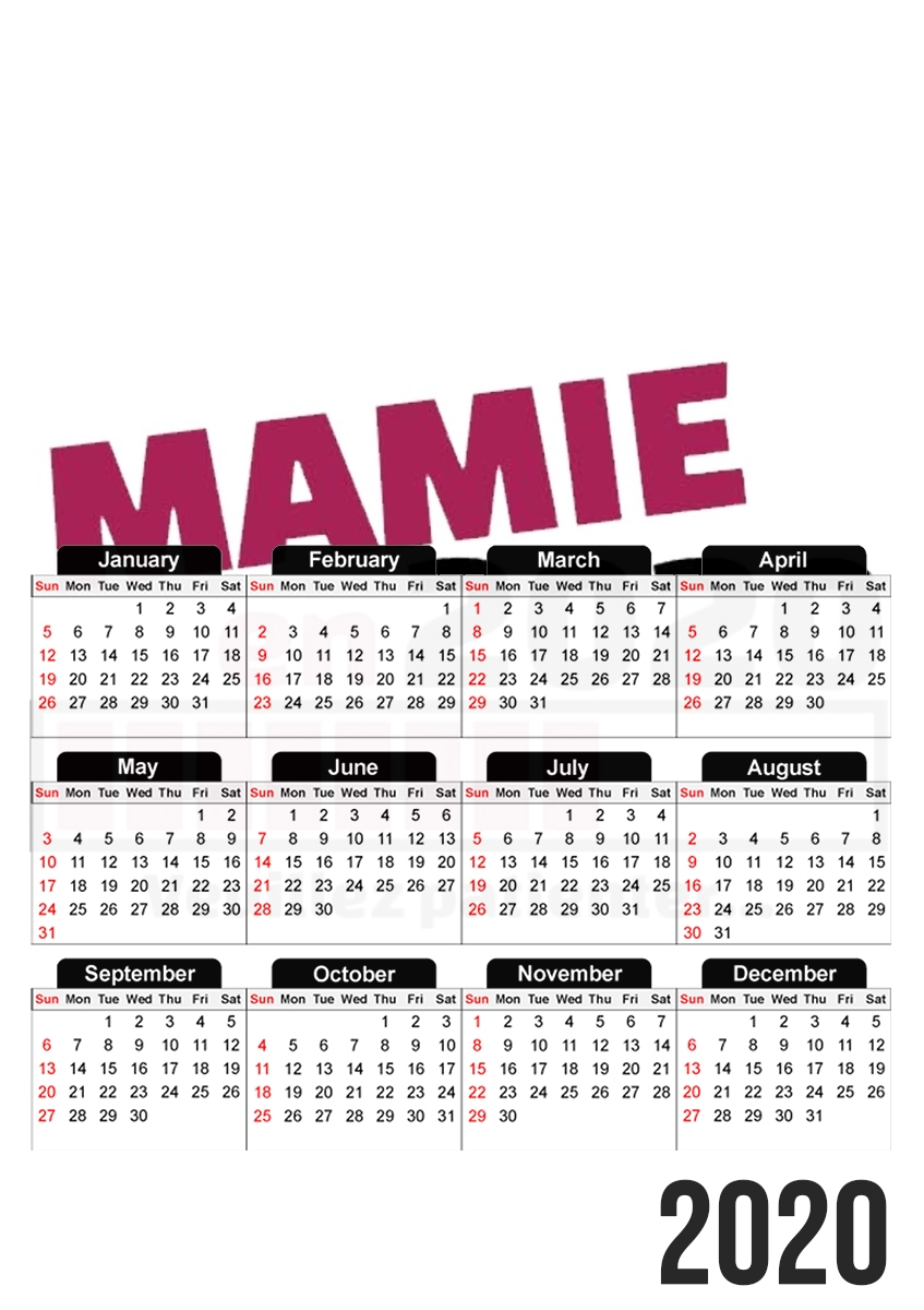  Mamie en 2020 para A3 Photo Calendar 30x43cm