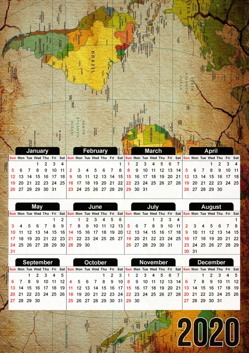  Mapa del mundo para A3 Photo Calendar 30x43cm