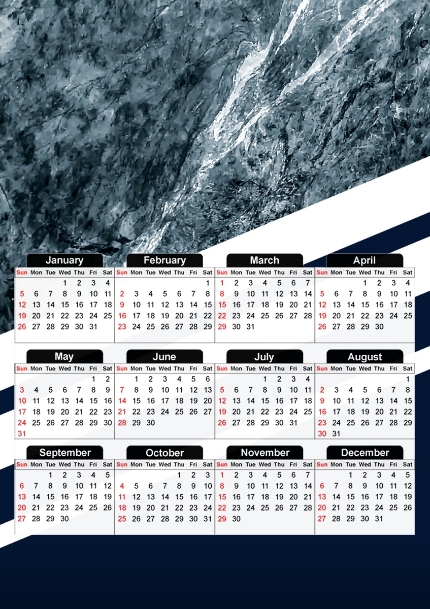  Marble Navy para A3 Photo Calendar 30x43cm