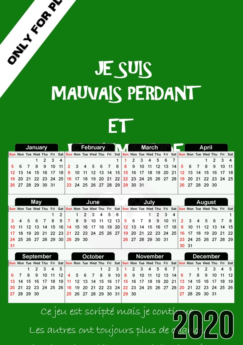  Mauvais perdant - Vert Xbox para A3 Photo Calendar 30x43cm