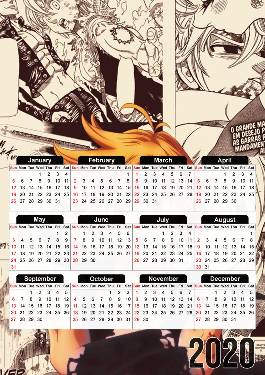  Meliodas the demon para A3 Photo Calendar 30x43cm