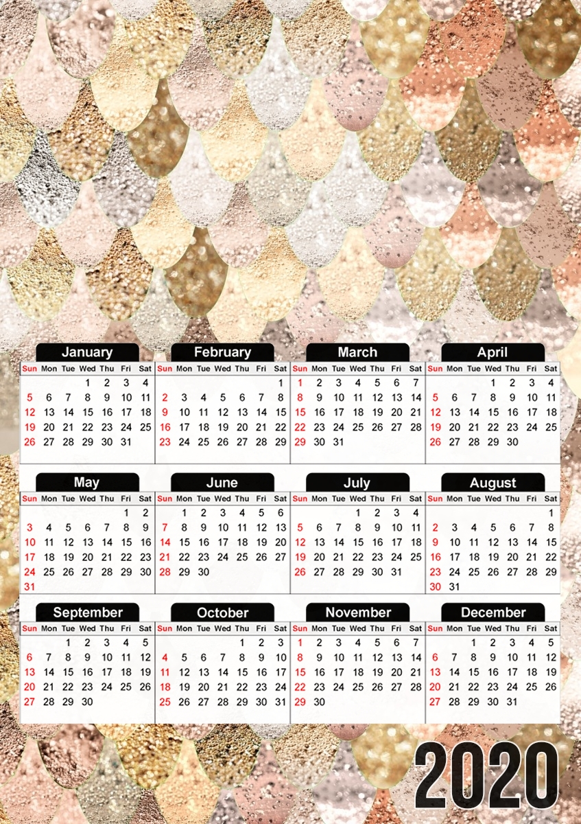  MERMAID GOLD para A3 Photo Calendar 30x43cm