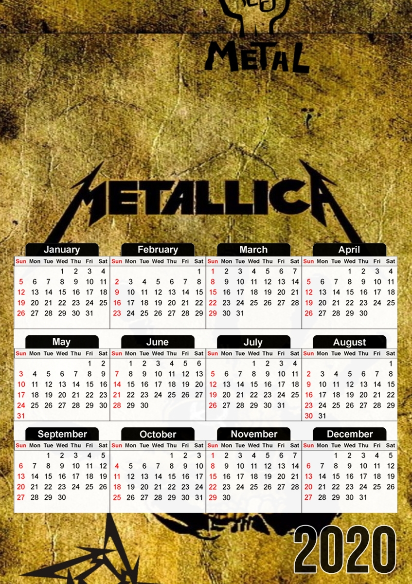  Metallica Fan Hard Rock para A3 Photo Calendar 30x43cm