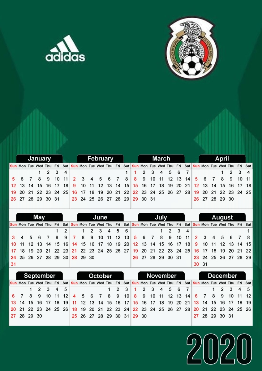  Mexico World Cup Russia 2018 para A3 Photo Calendar 30x43cm