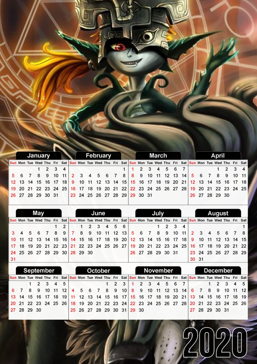  Midna And Wolf para A3 Photo Calendar 30x43cm