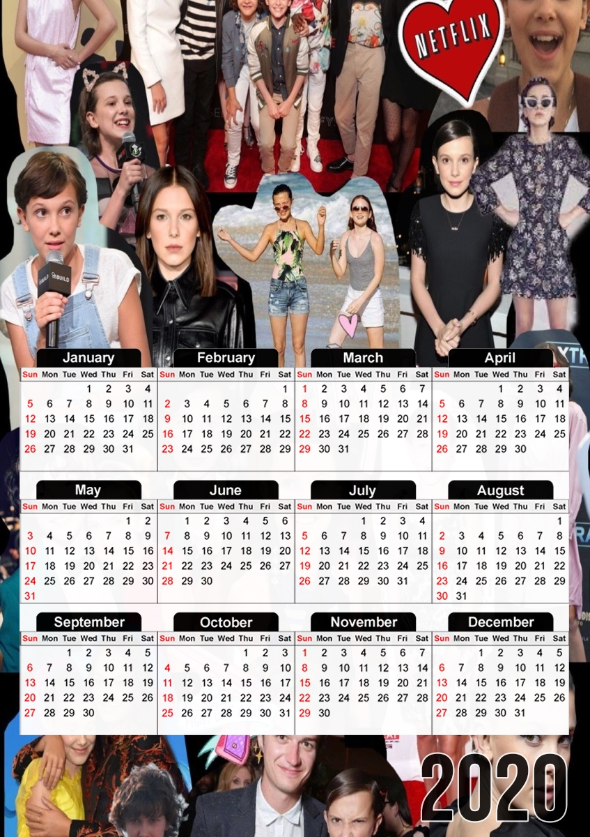  Millie Bobby Brown collage para A3 Photo Calendar 30x43cm