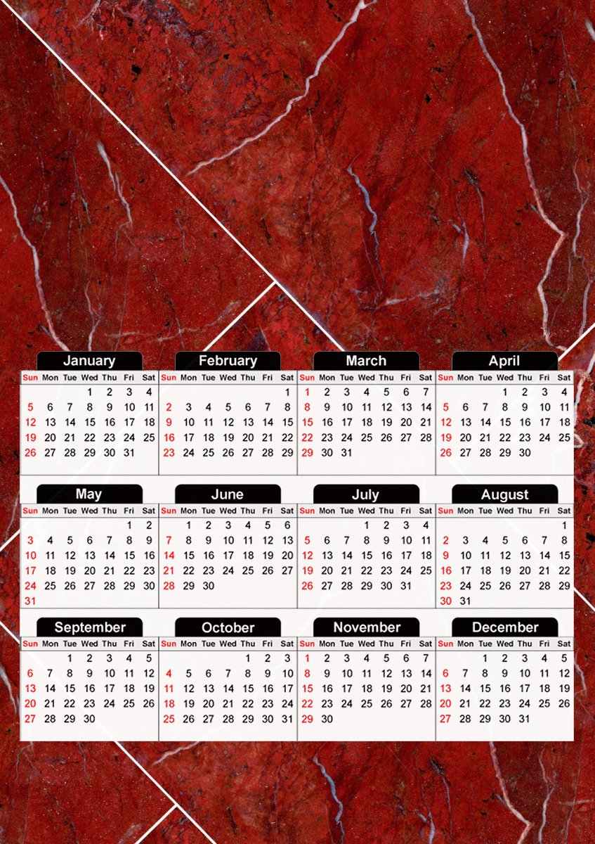  Minimal Marble Red para A3 Photo Calendar 30x43cm