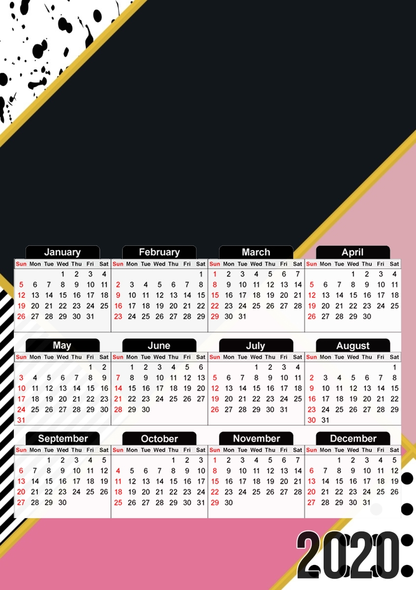  Minimal Pink Style para A3 Photo Calendar 30x43cm