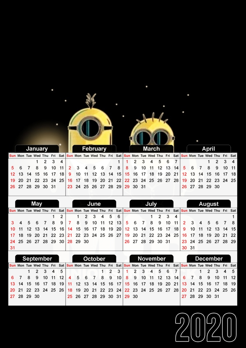  Minion in black mashup Men in black para A3 Photo Calendar 30x43cm