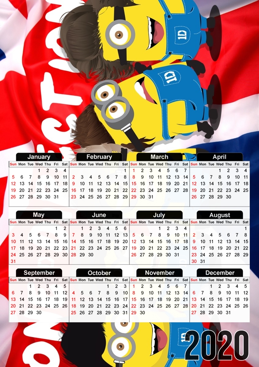  Minions mashup One Direction 1D para A3 Photo Calendar 30x43cm