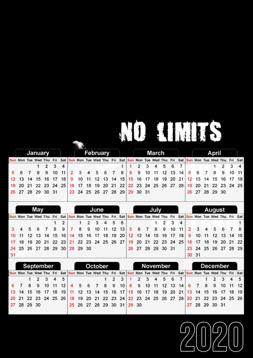  MMA No Limits No Rules No Fear para A3 Photo Calendar 30x43cm