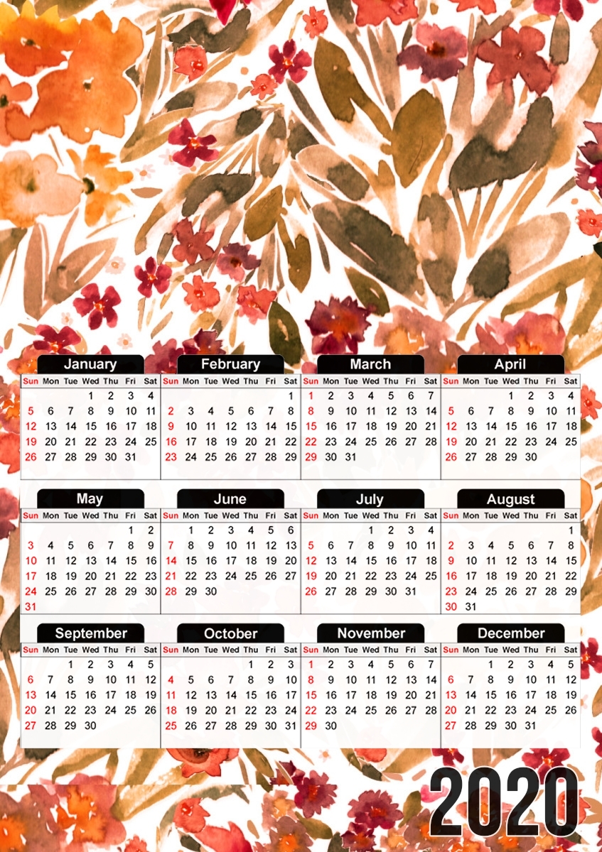  MODERN WATERCOLOR FLORALS para A3 Photo Calendar 30x43cm