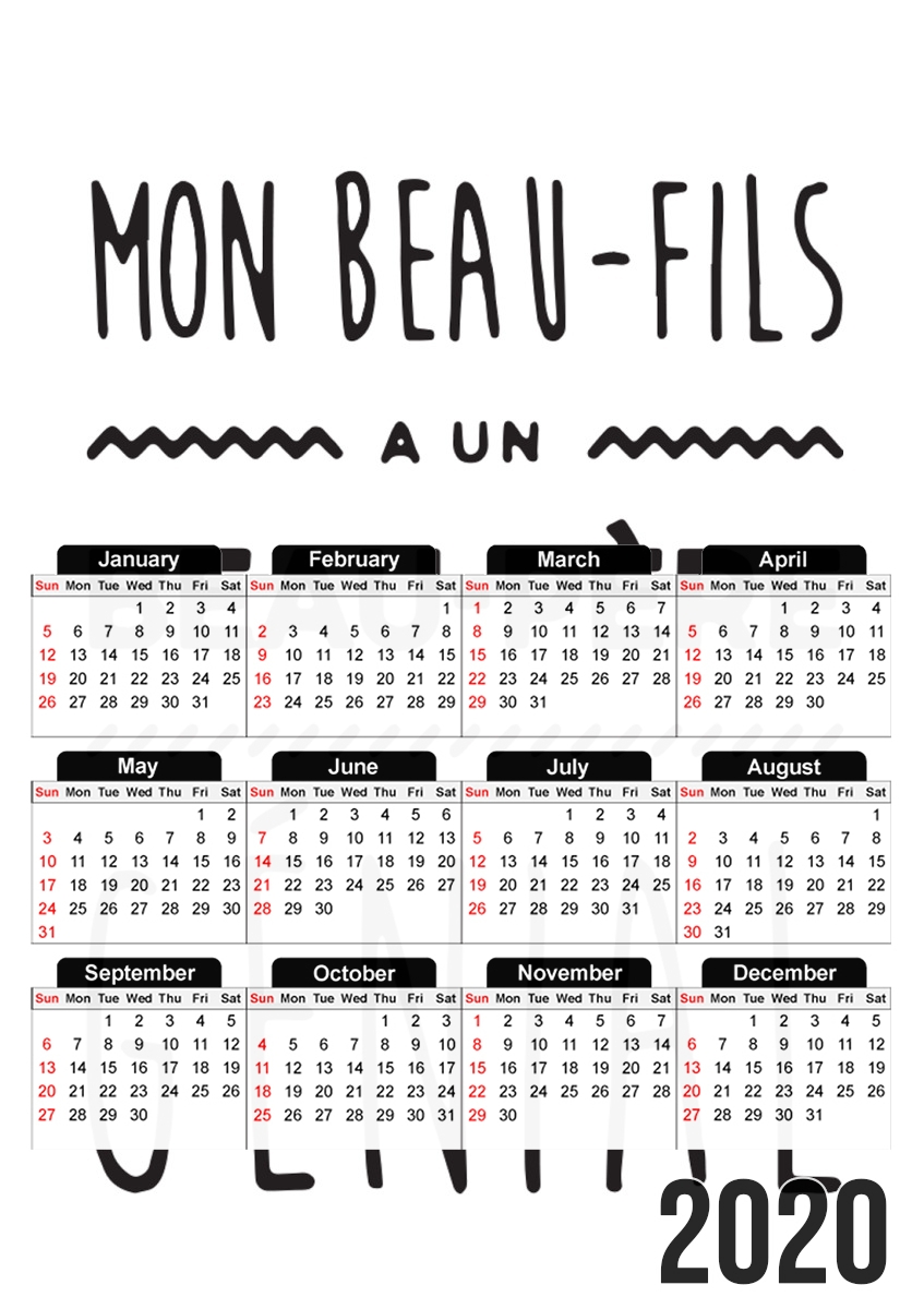  Mon beau fils a un beau pere genial para A3 Photo Calendar 30x43cm