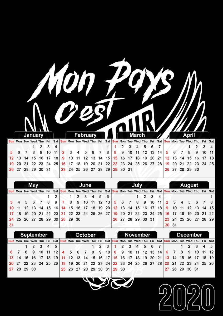  Mon pays cest lamour para A3 Photo Calendar 30x43cm